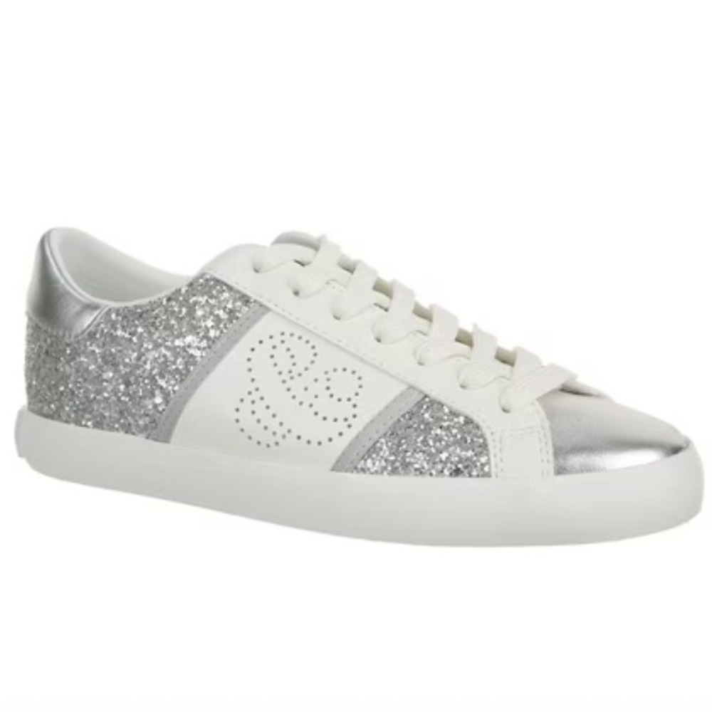 Sam & Libby Size 8.5‎ Sneakers Silver Glitter White Low Top NEW ALINA $49